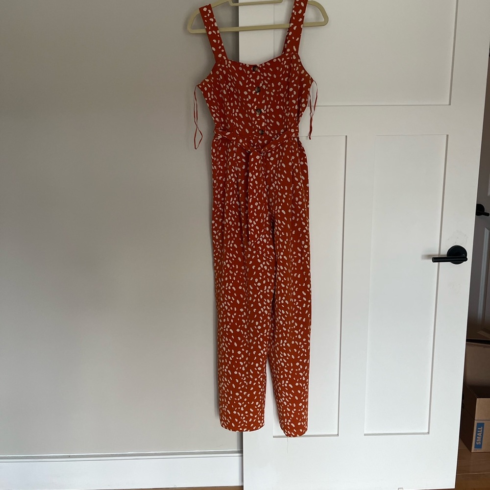 Miss Selfridge Orange Pattern Jumpsuit - Size 6